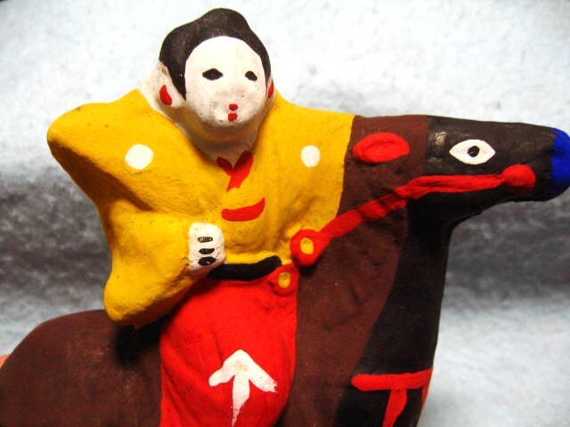 【福】　出雲人形 馬乗り大名土人形 うま ウマ 午 うまのり 水野 奈良 郷土玩具_画像2