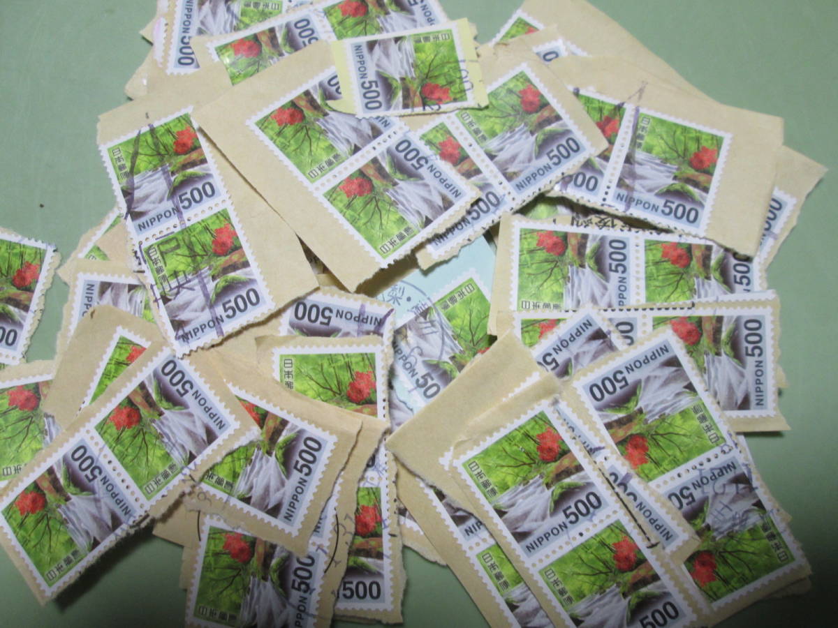  new ordinary stamp 500 jpy stamp cardboard attaching used .100 sheets 
