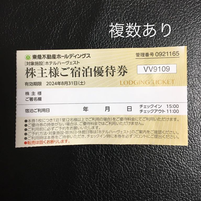 東急不動産 株主優待 ハーヴェスト リゾートホテル 宿泊優待券 複数あり ハーベスト 那須 鬼怒川 箱根 軽井沢 ほかの画像1