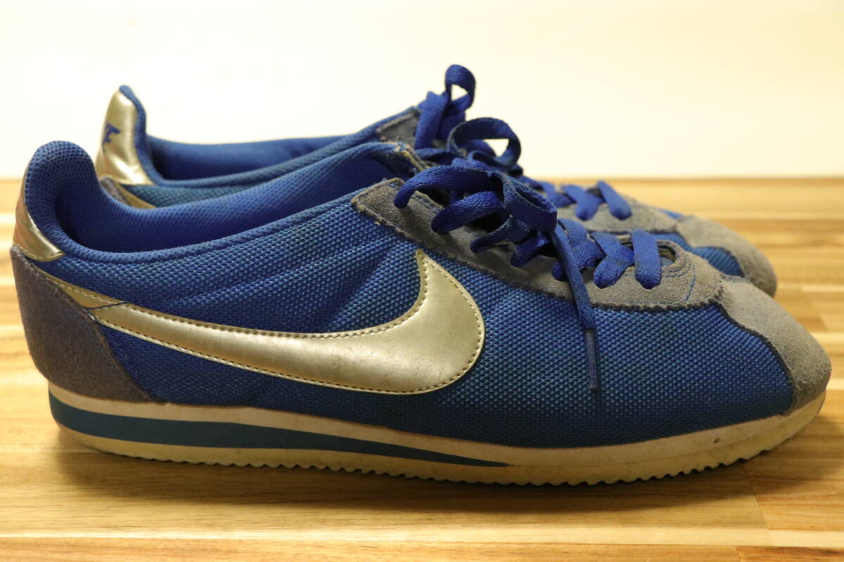 27cm NIKE CLASSIC CORTEZ NYLON ナイキ クラシック コルテッツ ナイロン 青 銀 2015 ブルー シルバー 532487-404 US9_画像2