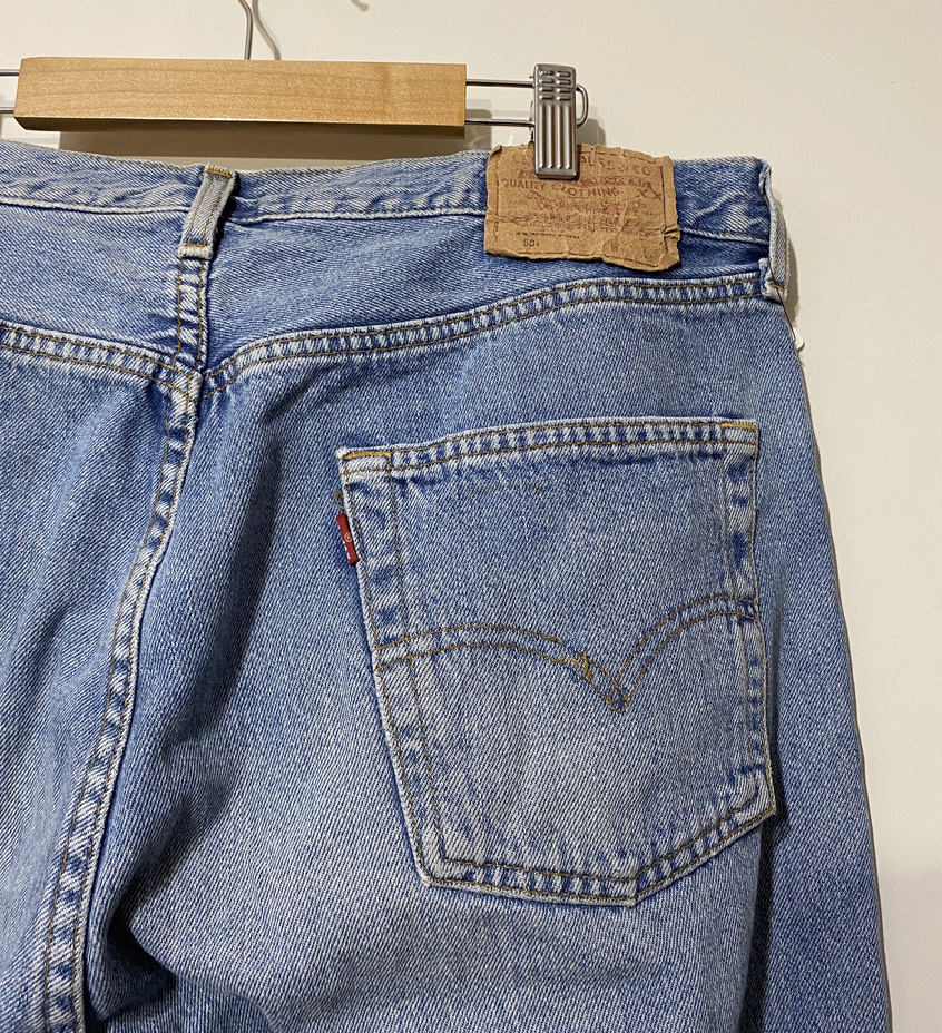 90's フランス製 ビンテージ▽Levis 501 リーバイス ビッグサイズ デニムパンツ ジーンズ W38 水色 ライトブルー 5010182_画像5