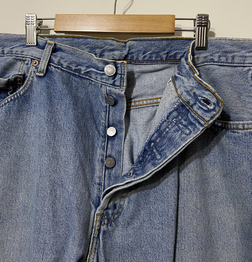 90's フランス製 ビンテージ▽Levis 501 リーバイス ビッグサイズ デニムパンツ ジーンズ W38 水色 ライトブルー 5010182_画像4