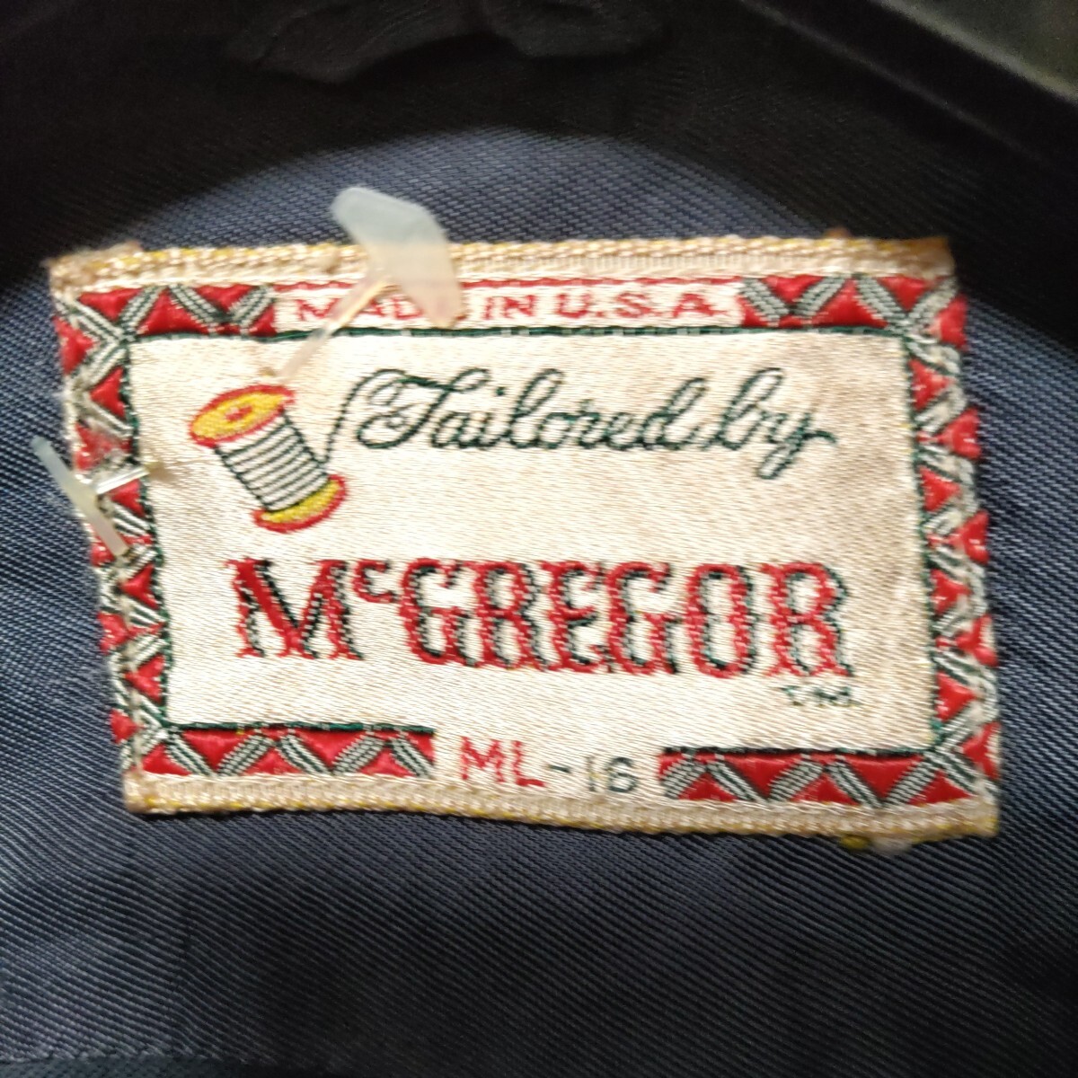 45激レア　アメリカ古着　☆McGREGOR　ビンテージ　５０’〜　　ロングポイントシャツ　Vintage　レーヨン　ロカビリー　巻き糸_画像3