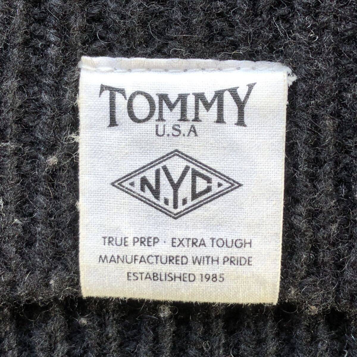 小さいサイズ【Tommy Hilfiger】トミーヒルフィガー ニット セーター ウール混 クルーネック 黒 白 メンズ グレー 上着 S/Y5589BB_画像8