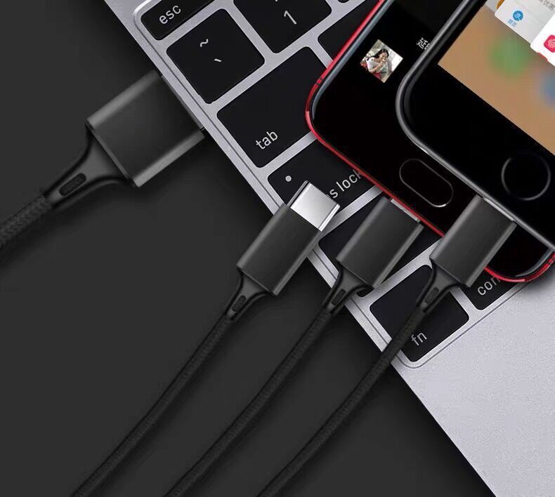 ３本セット シルバー 3in1 充電ケーブル 1.2ｍ Apple iPhone 急速充電/データ転送 Micro USB/Type-C ライトニング 耐久性 折れ防止_画像4
