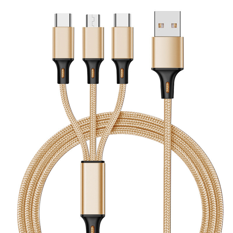 ３本セット シルバー 3in1 充電ケーブル 1.2ｍ Apple iPhone 急速充電/データ転送 Micro USB/Type-C ライトニング 耐久性 折れ防止の画像3