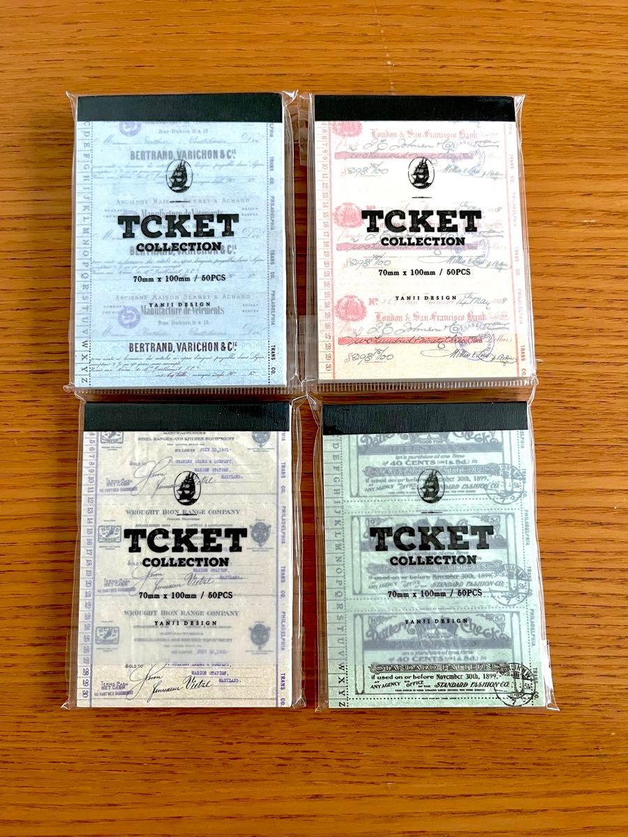 チケットコレクションシリーズ 4種200枚 素材紙 チケット風 票券風 半券 スクラップブッキング ジャンクジャーナル コラージュ