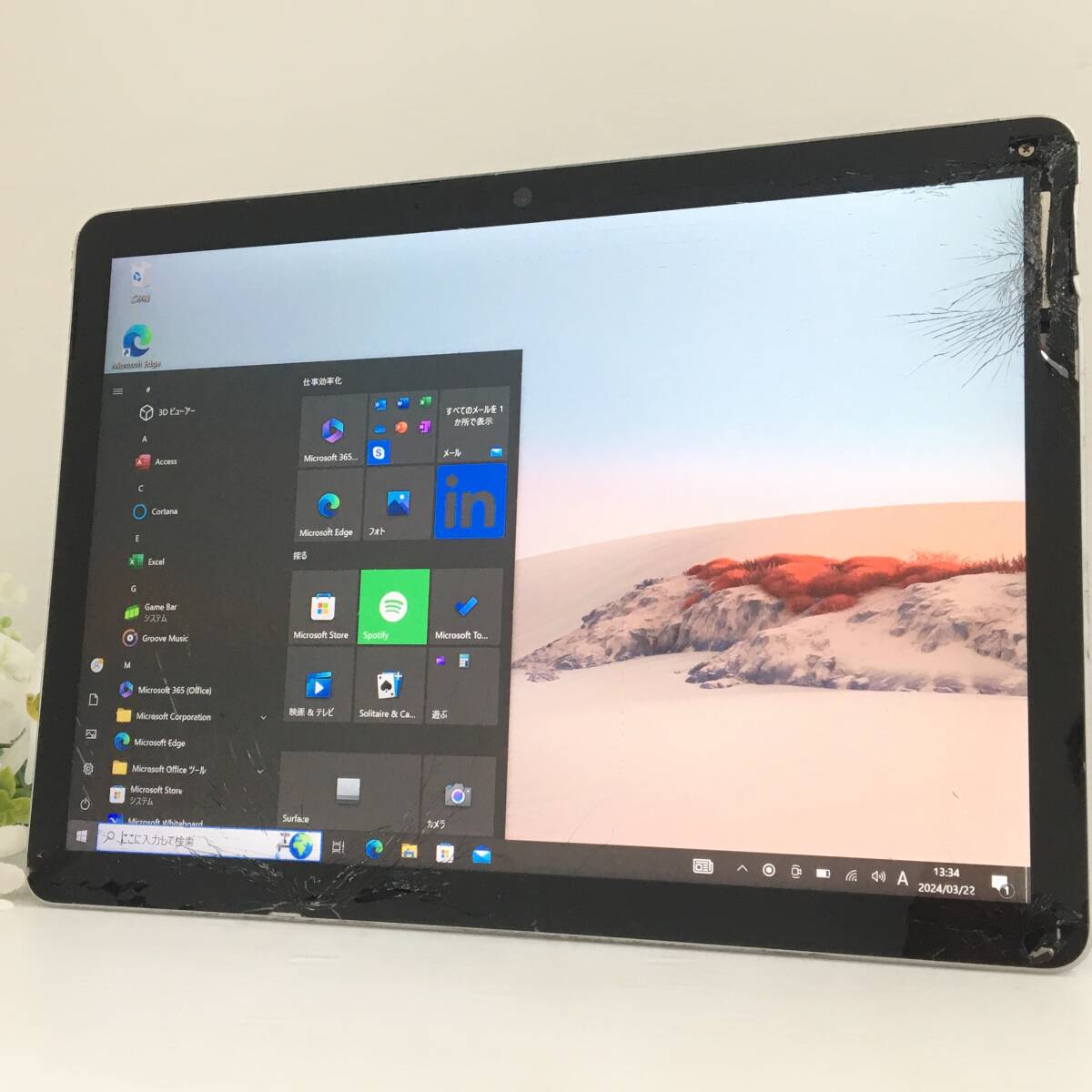 ☆【SIMフリー】MICROSOFT SURFACE GO2 model:1927『Core M3(8100Y) 1.1Ghz/RAM:8GB/SSD:128GB』10.5インチ LTE対応 Win10 動作品 ※難ありの画像1