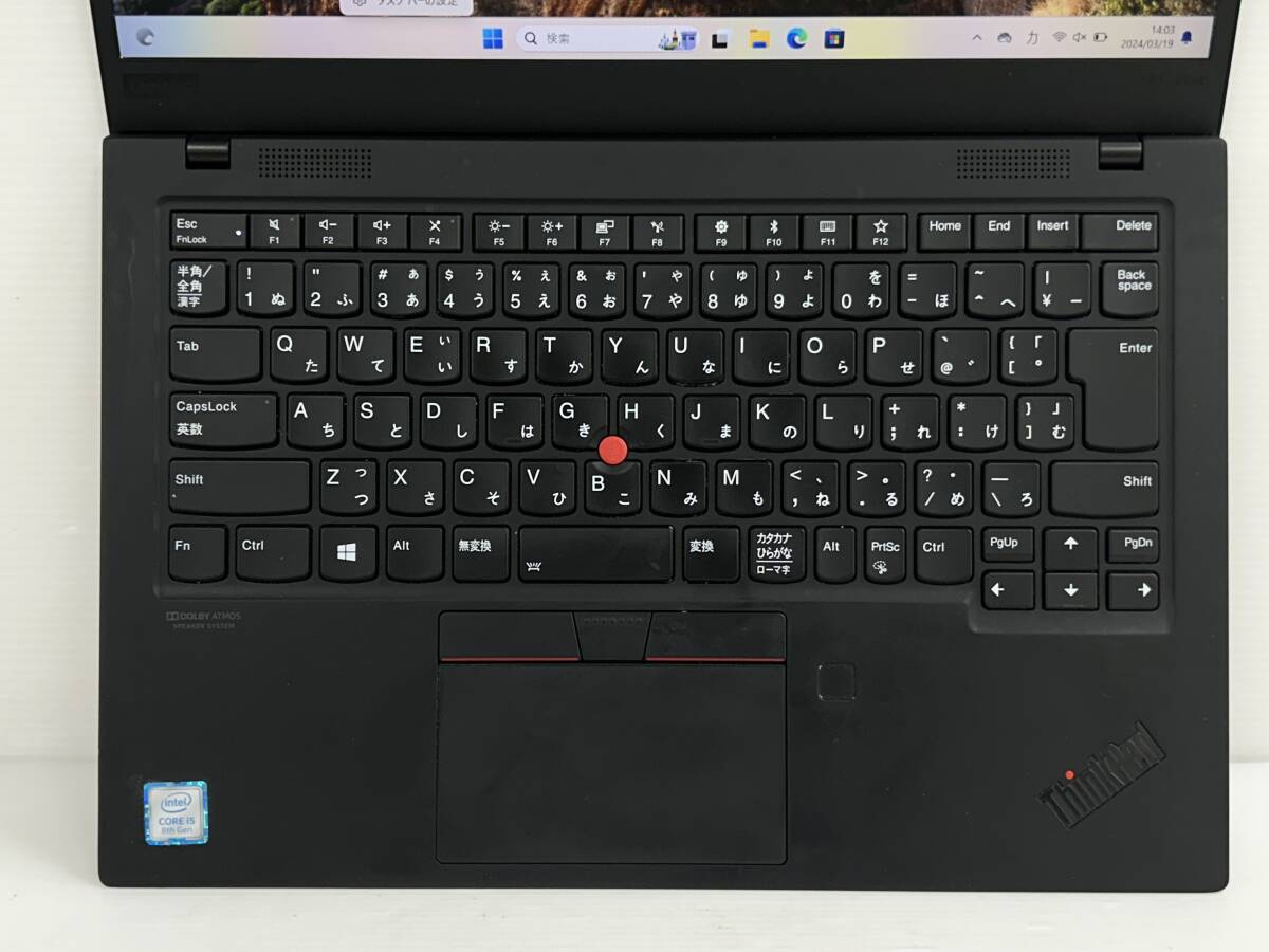 【良品 14インチ】Lenovo 7th Gen ThinkPad X1Carbon 2019 20QES21700『Core i5(8265U) 1.6GHz/RAM:8GB/NVMe SSD:256GB』Win11Pro 動作品_画像6