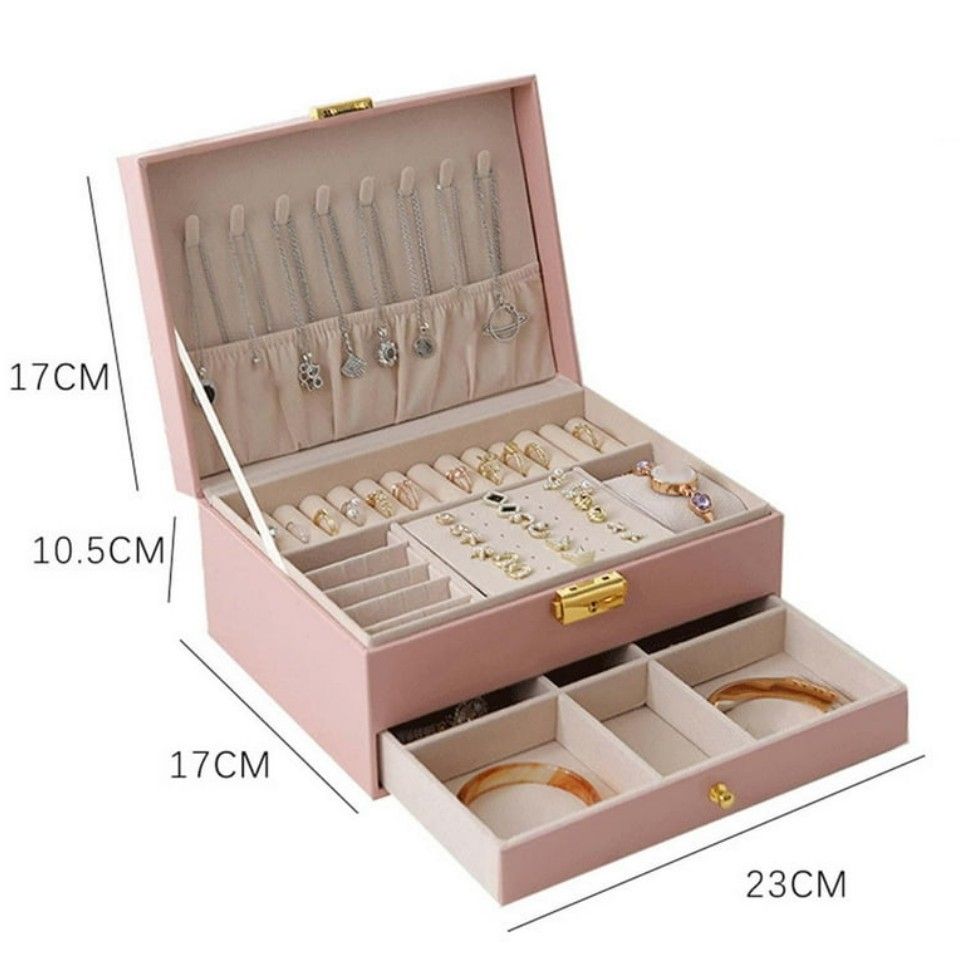 ジュエリーボックス　アクセサリーケース　宝石箱　ピアス　ネックレス　指輪　大容量　ピンク　コレクションケース　キルティング