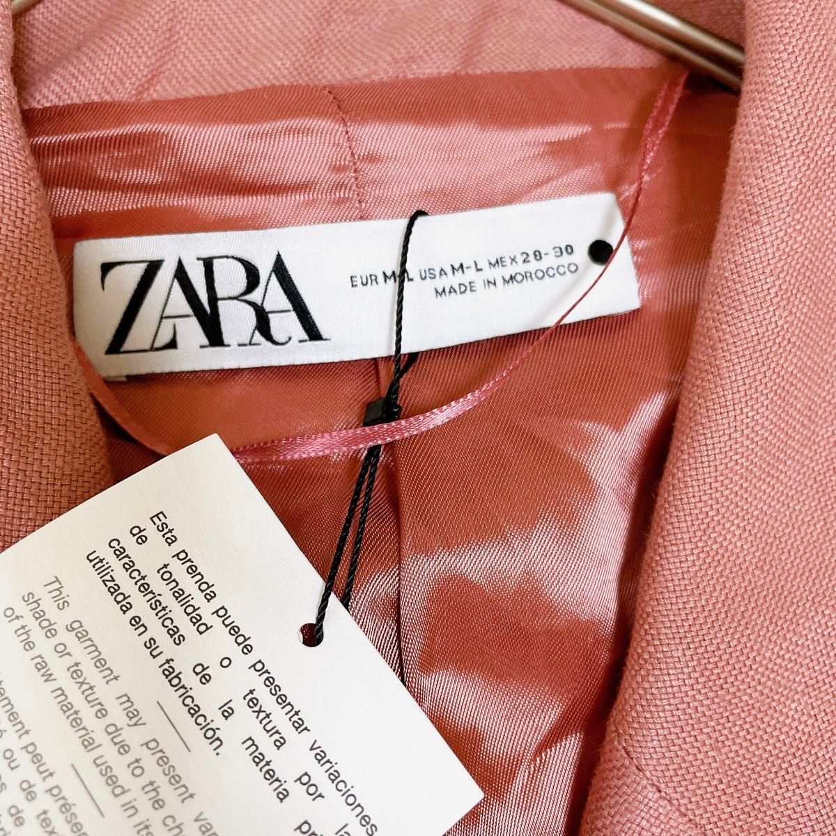 新品 タグ付き ZARA ジレ ベスト くすみピンク リネン100 新品 タグ付き ZARA ジレ ベスト くすみピンク リネン100