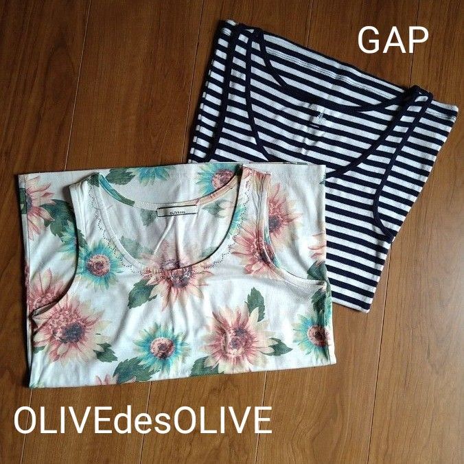 OLIVEdesOLIVE　GAP  キャミソール タンクトップ　2点セット 花柄 ボーダー　トップス