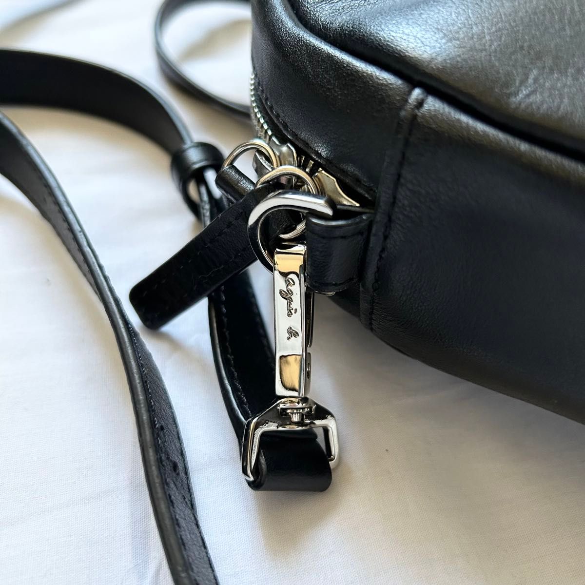 極美品 2way アニエスベー ショルダーバッグ ブラック 本革 極美品 2way アニエスベー ショルダーバッグ ブラック 本革