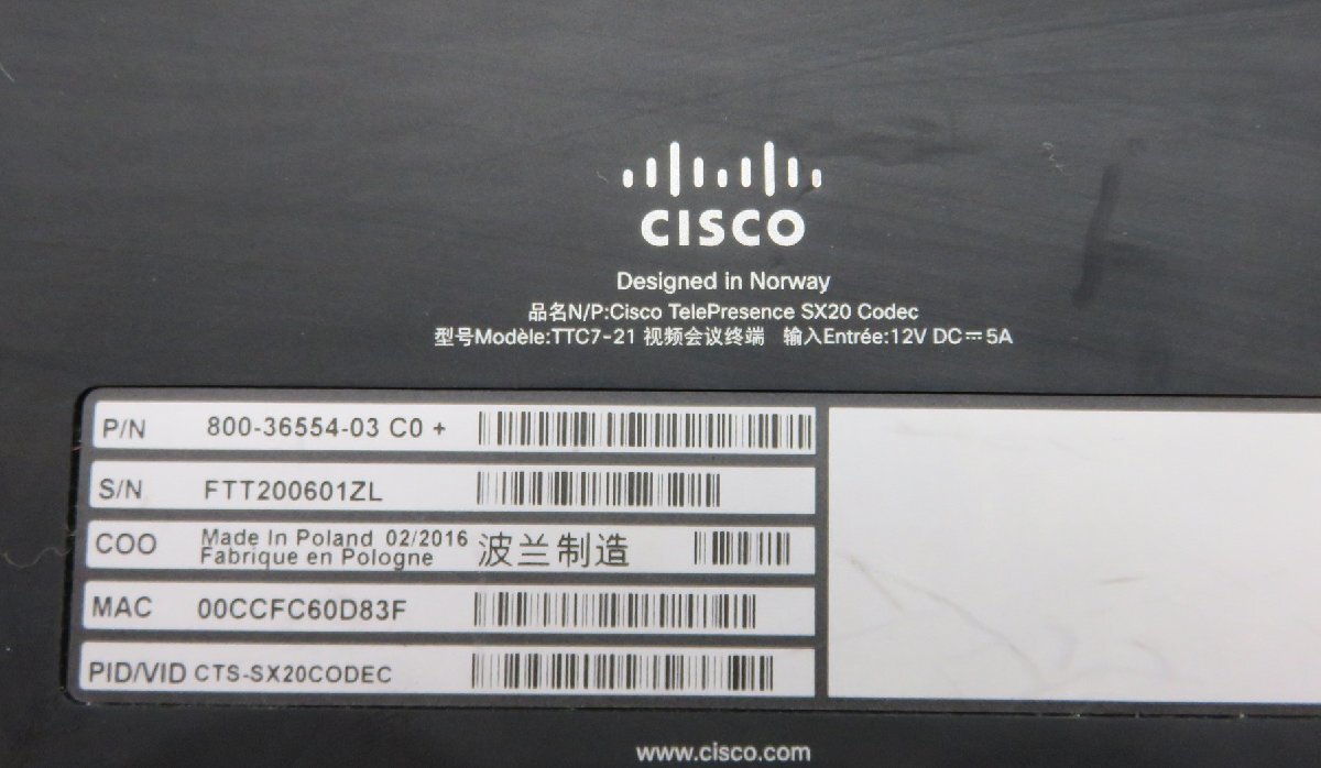 *{ secondhand goods }Cisco TelePresence SX20 TTC7-21 other [t24032129]
