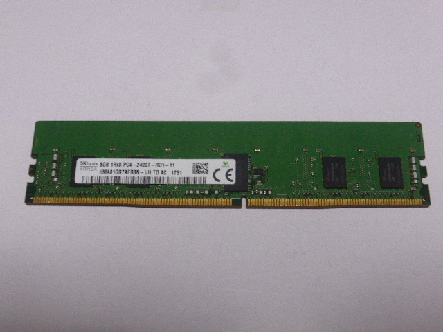 メモリ サーバーパソコン用 SK hynix PC4-19200T(DDR4-2400T) ECC Registered 8GB 起動確認済です HMA81GR7AFR8N_画像1
