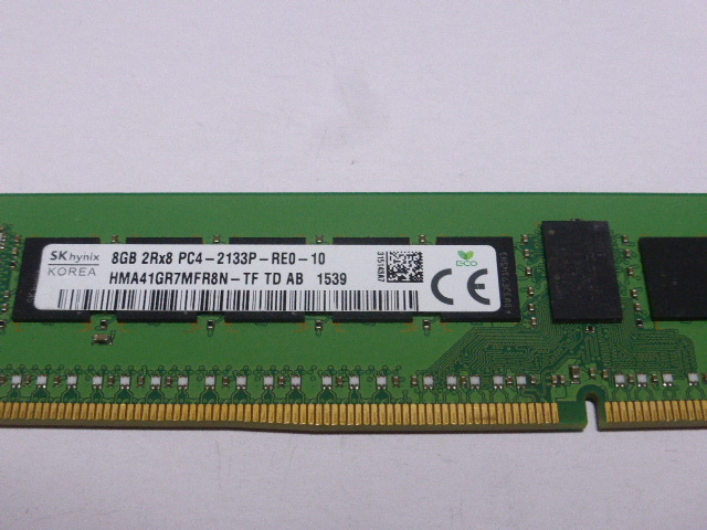 メモリ サーバーパソコン用 1.20V SK hynix PC4-17000(DDR4-2133) ECC Registered 8GB 起動確認済です HMA41GR7MFR8N_画像2