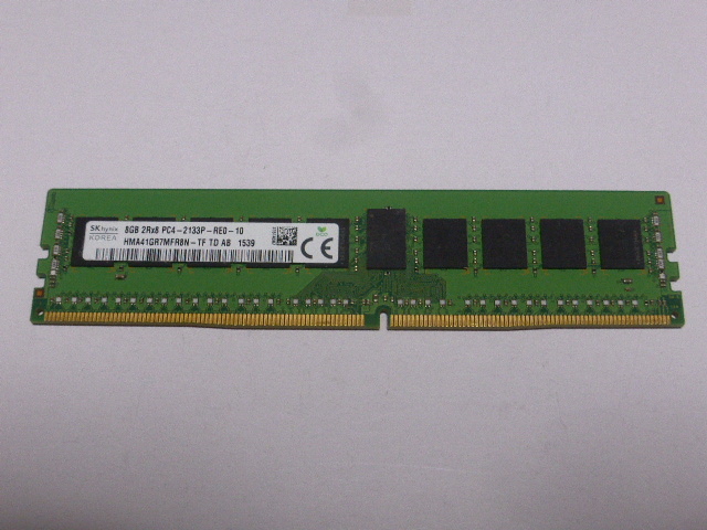 メモリ サーバーパソコン用 1.20V SK hynix PC4-17000(DDR4-2133) ECC Registered 8GB 起動確認済です HMA41GR7MFR8N_画像1