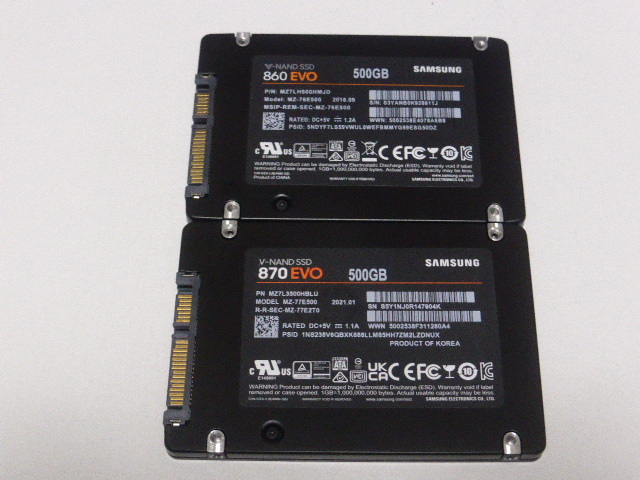 Samsung SSD SATA 2.5inch 500GB 2台セット 正常判定 本体のみ 中古品です_画像1