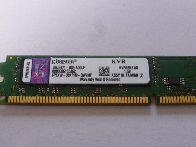 メモリ デスクトップパソコン用 1.5V ローハイト Kingston DDR3-1600 PC3-12800 8GB 起動確認済みです_画像2