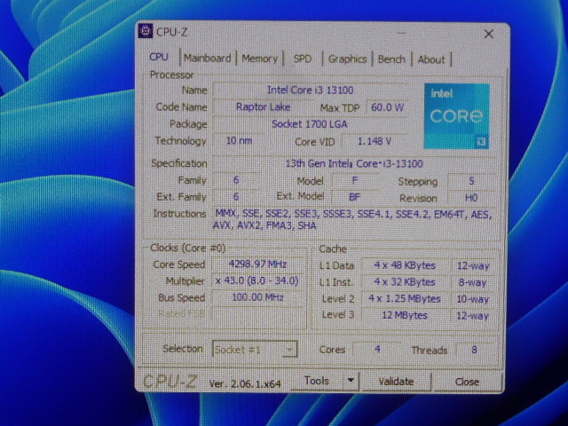 INTEL CPU Core i3 13100 4コア8スレッド SRMBU LGA1700 起動確認済みです_画像3