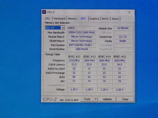 メモリ デスクトップパソコン用 Micron DDR4-3200 PC4-25600 16GBx2枚 合計32GB 起動確認済みです_画像6