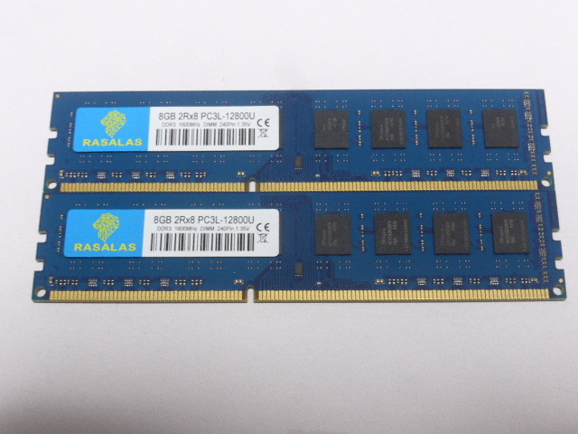 メモリ デスクトップパソコン用 RASALAS SK hynixチップ 低電圧 1.35V DDR3L-1600 PC3L-12800 8GBx2枚 合計16GB 起動確認済みです_画像1