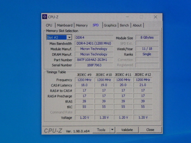 メモリ デスクトップパソコン用 Micron DDR4-2400 PC4-19200 8GBx2枚 合計16GB 起動確認済みです _画像5