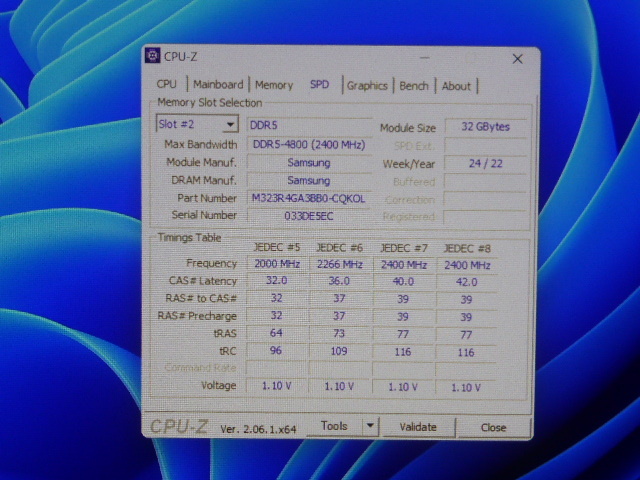 メモリ デスクトップパソコン用 Samsung DDR5-4800 PC5-38400 32GB 起動確認済みです_画像4