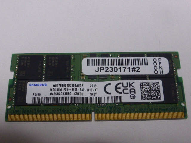 メモリ ノートパソコン用 Samsung DDR5-4800 PC5-38400 16GB 起動確認済みですの画像1