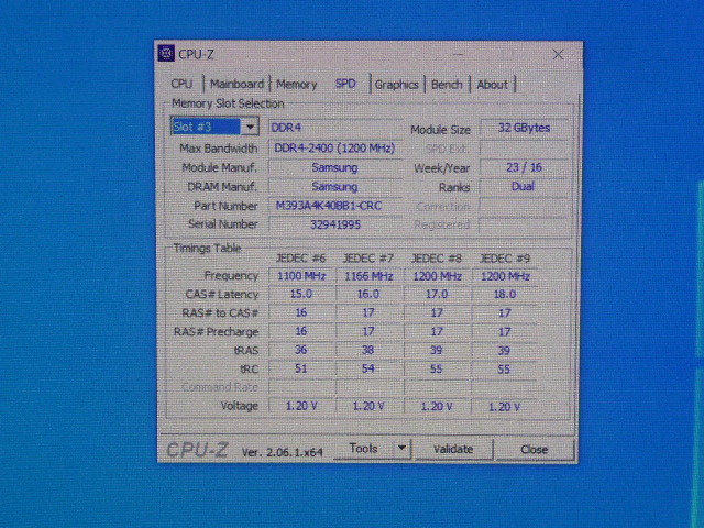 メモリ サーバーパソコン用 Samsung PC4-19200T(DDR4-2400T) ECC Registered 32GBx4枚合計128GB 起動確認済です M393A4K40BB1-CRC4Q②_画像8