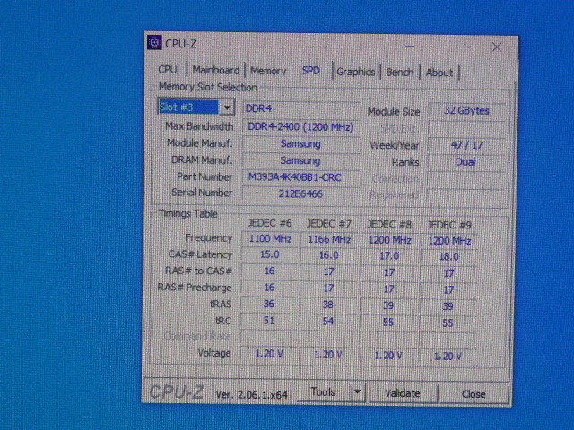 メモリ サーバーパソコン用 Samsung PC4-19200T(DDR4-2400T) ECC Registered 32GBx4枚合計128GB 起動確認済です M393A4K40BB1-CRC0Q_画像8