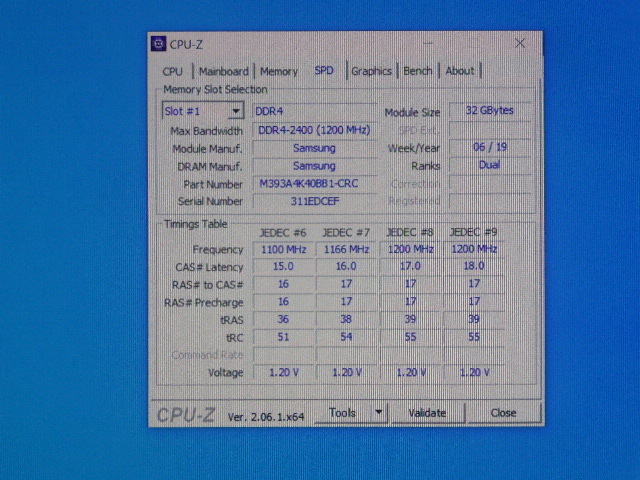 メモリ サーバーパソコン用 Samsung PC4-19200T(DDR4-2400T) ECC Registered 32GBx2枚合計64GB 起動確認済です M393A4K40BB1-CRC0Y _画像5