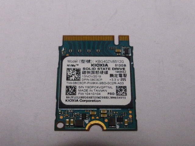 KIOXIA SSD M.2 NVMe Type2230 Gen 3x4 512GB power supply input number of times 278 times period of use 1250 hour normal 99% KBG40ZNS512G secondhand goods. ②