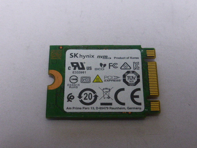 SK hynix SSD M.2 NVMe Type2230 Gen 3x4 512GB 電源投入回数261回 使用時間539時間 正常100% BC501 中古品です④の画像2