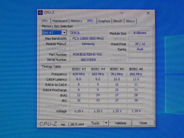 メモリ サーバーパソコン用 低電圧 1.35V Samsung PC3L-12800R(DDR3L-1600R) ECC Registered 8GBx4枚 合計32GB 起動確認済みです②_画像7