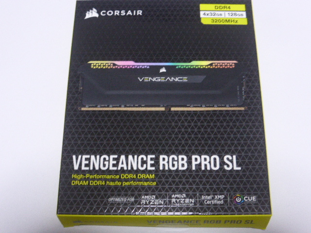 メモリ デスクトップ用 CORSAIR VENGEANCE RGB PRO SL DDR4-3200 PC4-25600 32GBx4枚 合計128GB CMH128GX4M4E3200C16 起動確認済です_画像1