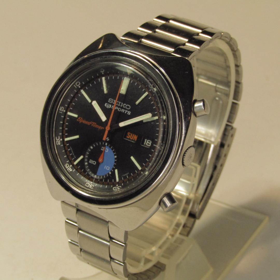 SEIKO セイコー　5スポーツ　SpeedTimer　1つ目クロノグラフ　6139-7020　半青積算_画像3