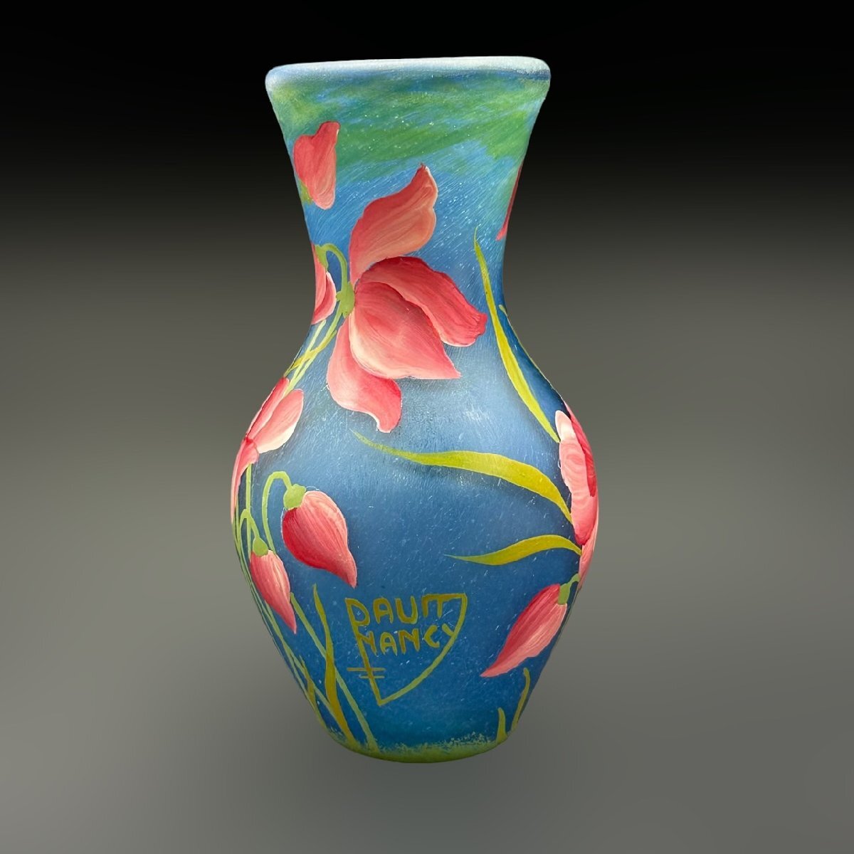 ◎【証明書】 ドームナンシー ミニ 花瓶 花器  高さ 技法 アンテルカレール 被せガラス FM1489の画像9