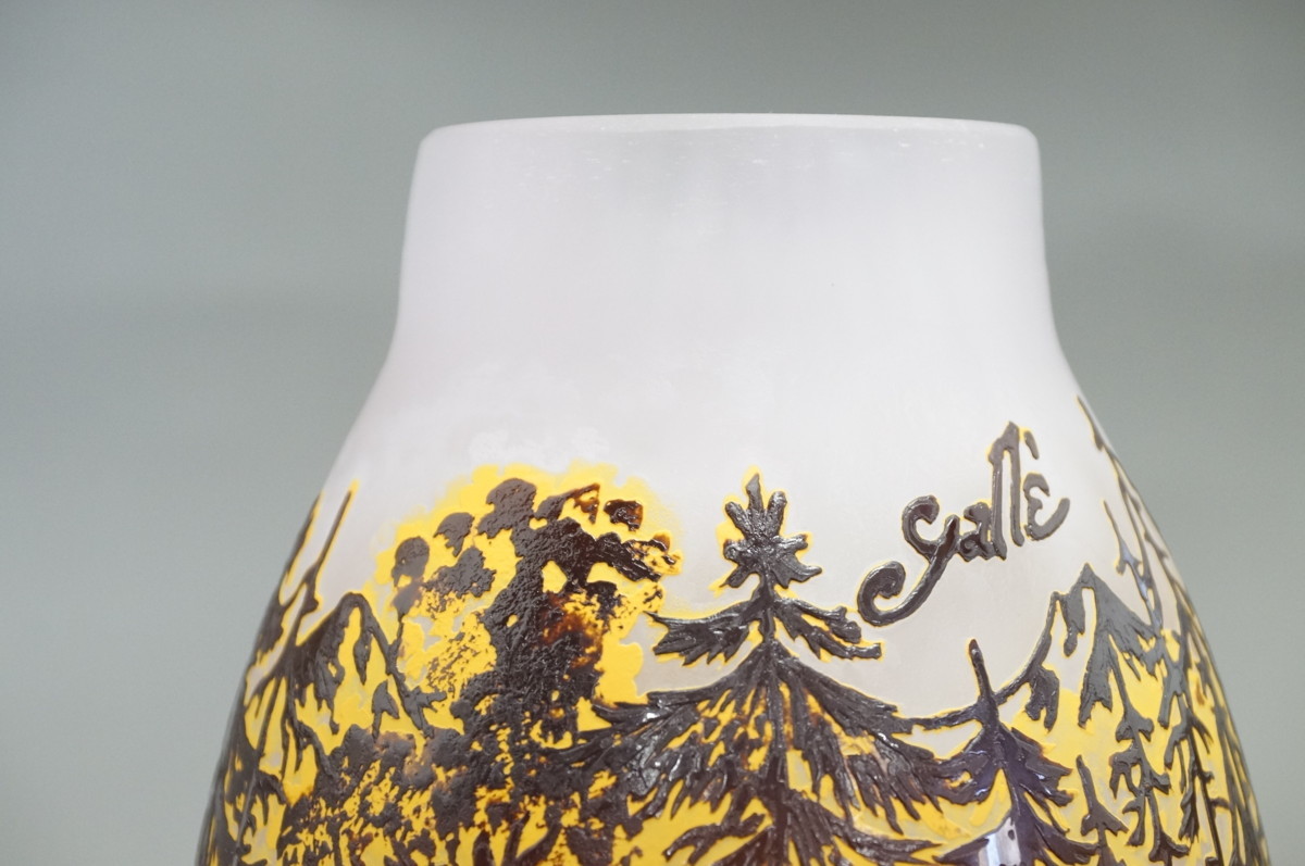 ☆【証明書】　 　エミール・ガレ 特大　花瓶　花器　 技法　カメオ彫り　被せガラス　M-1104 高さ　39cm