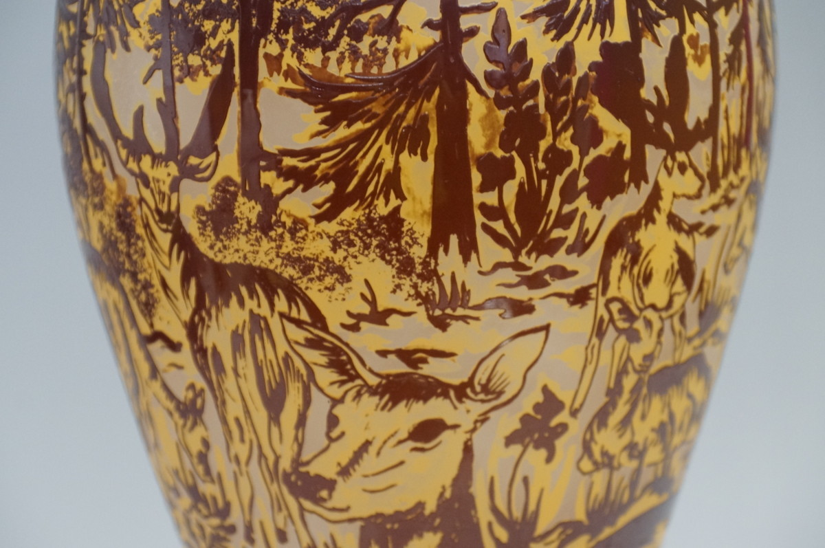 ☆【証明書】　 　エミール・ガレ 特大　花瓶　花器　 技法　カメオ彫り　被せガラス　M-1104 高さ　39cm