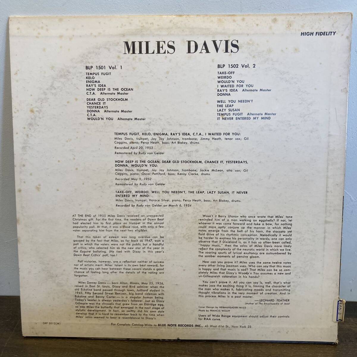 【LP】MILES DAVIS / VOLUME 2 / BLUE NOTE 国内盤 マイルス_画像2