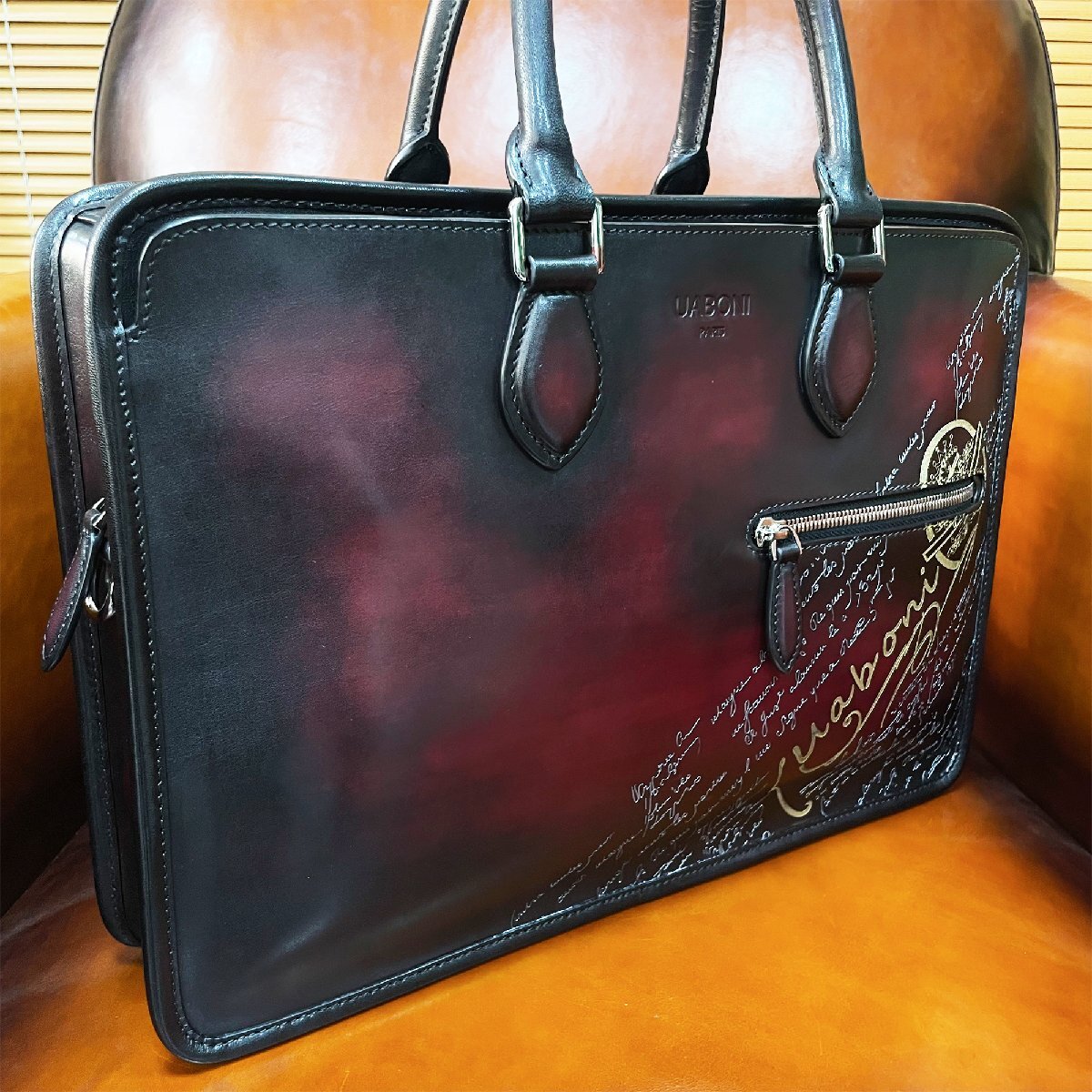 ..EU made regular price 38 ten thousand *UABONI*yuaboni* illusion. pa tea n* briefcase * business bag hand . bag tote bag original leather men's gentleman 