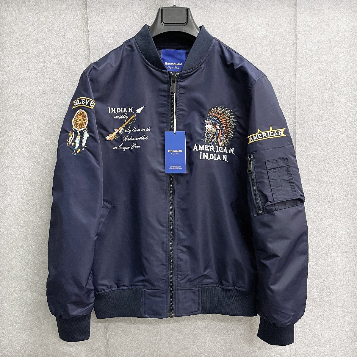  high class * flight jacket /MA-1 regular price 7 ten thousand *Emmauela* Italy * milano departure * thin piece .INDIANS gorgeous embroidery USAF*TYPE M/46 size 