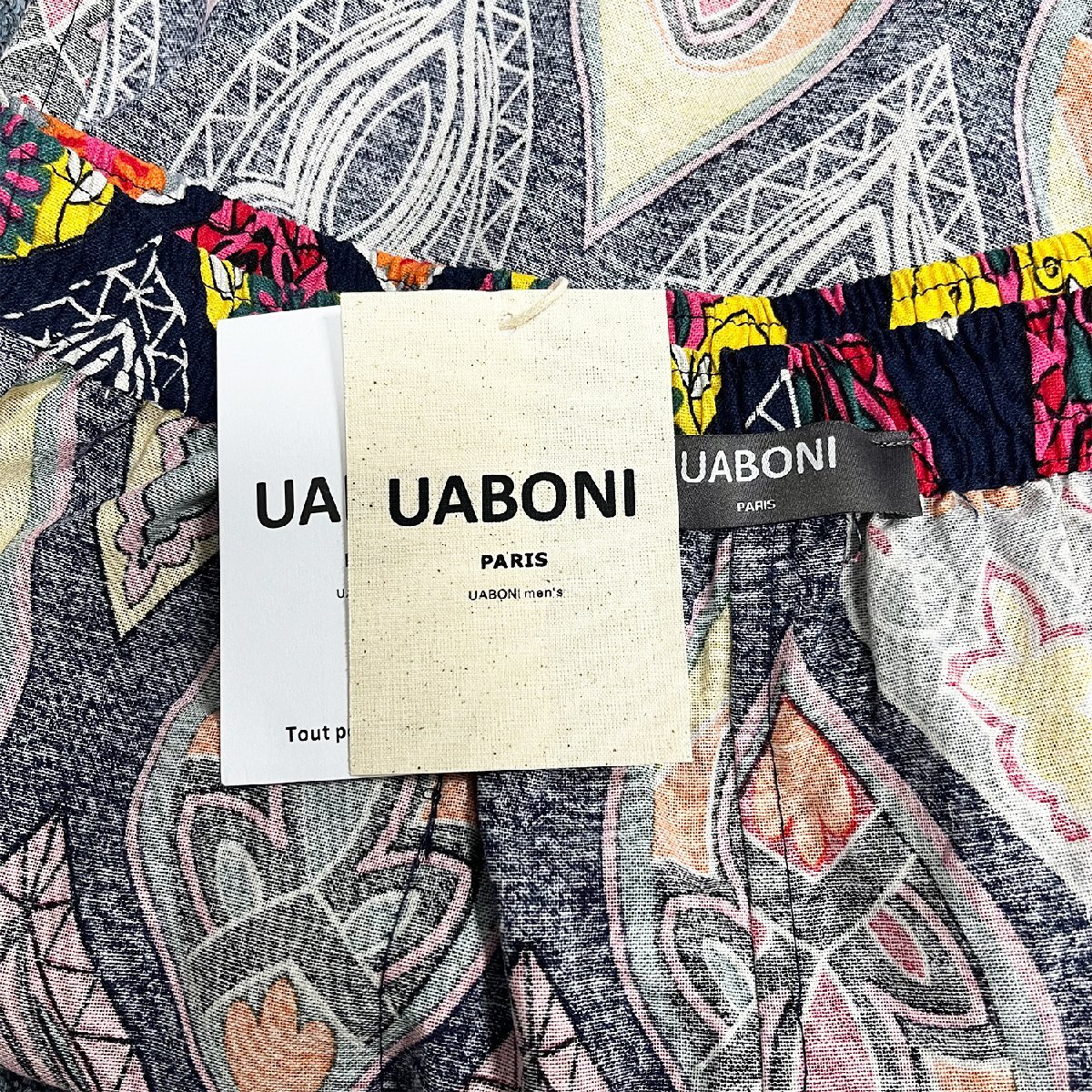 個性EU製＆定価3万◆UABONI*Paris*ショートパンツ*ユアボニ*パリ発◆高級リネン/麻 吸汗速乾 薄手 ヴィンテージ柄 ハーフパンツ 夏 海 L/48_画像9