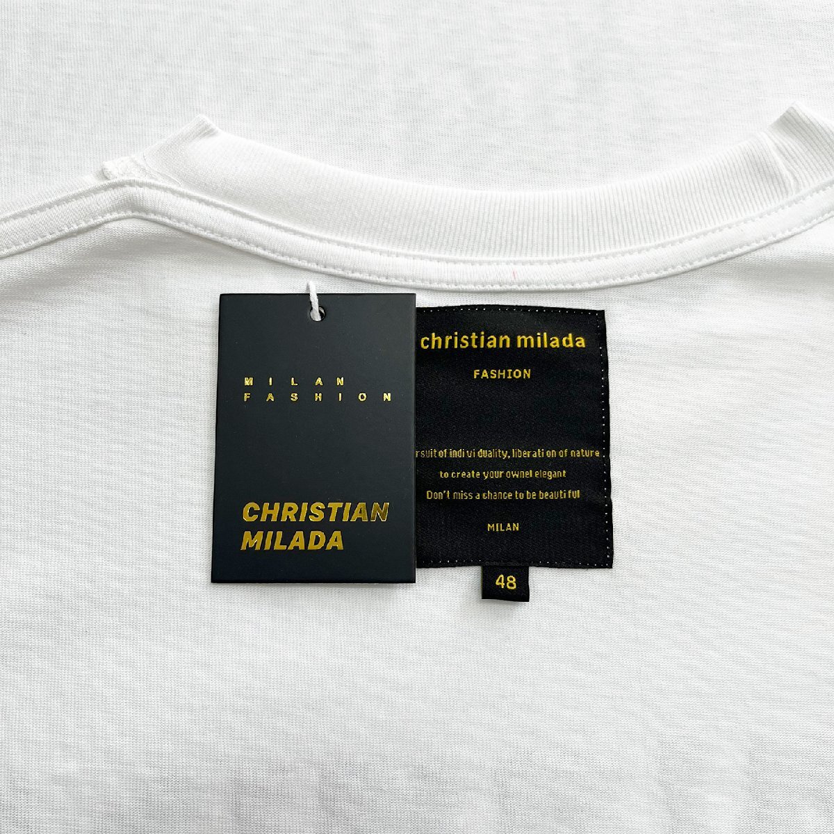 定価2万★christian milada・ミラノ発・半袖Tシャツ★コットン100％ 薄手 通気 爽やか 個性 蝶柄 カットソー ストリート 男女兼用 L/48_画像8