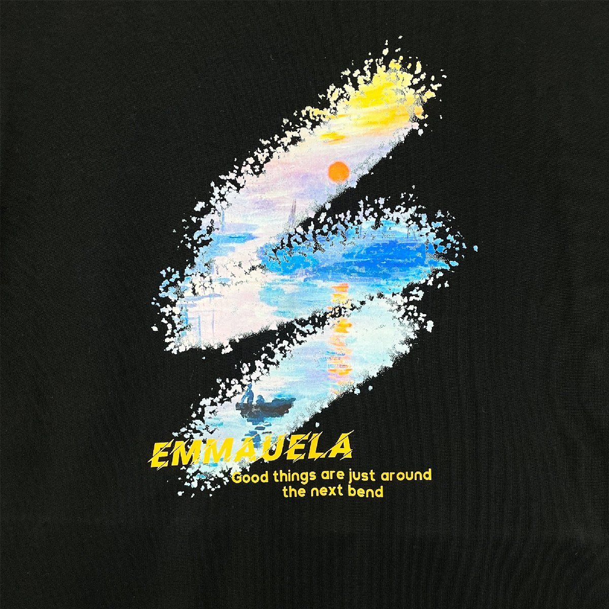 絶賛・半袖Tシャツ 定価2万◆Emmauela・イタリア・ミラノ発◆綿100％ 上質 個性 吸汗速乾 夕焼け スウェット レジャー リゾート 夏服 M/46_画像3