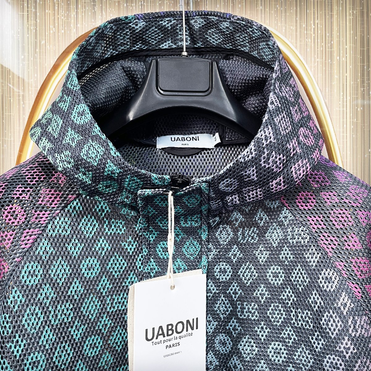 個性EU製＆定価7万◆UABONI*Paris*日焼け防止上下セット*ユアボニ◆グラデーション 透かし彫り UVカット ジャケット ショートパンツ 2XL/52_画像5