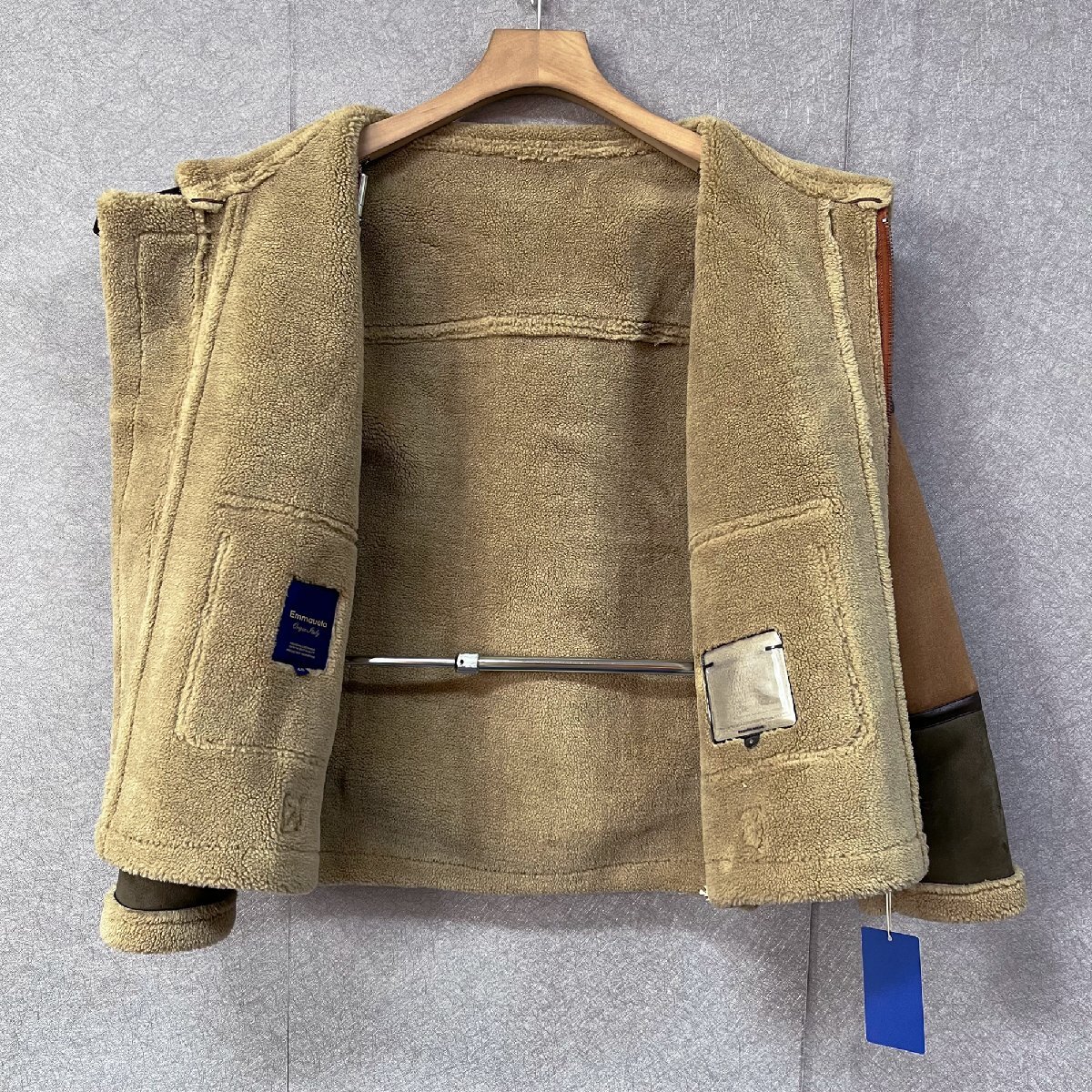 high class * leather jacket regular price 13 ten thousand *Emmauela* Italy * milano departure * fine quality sheep leather sheepskin reverse side nappy -ply thickness protection against cold Rider's boma-L/48 size 