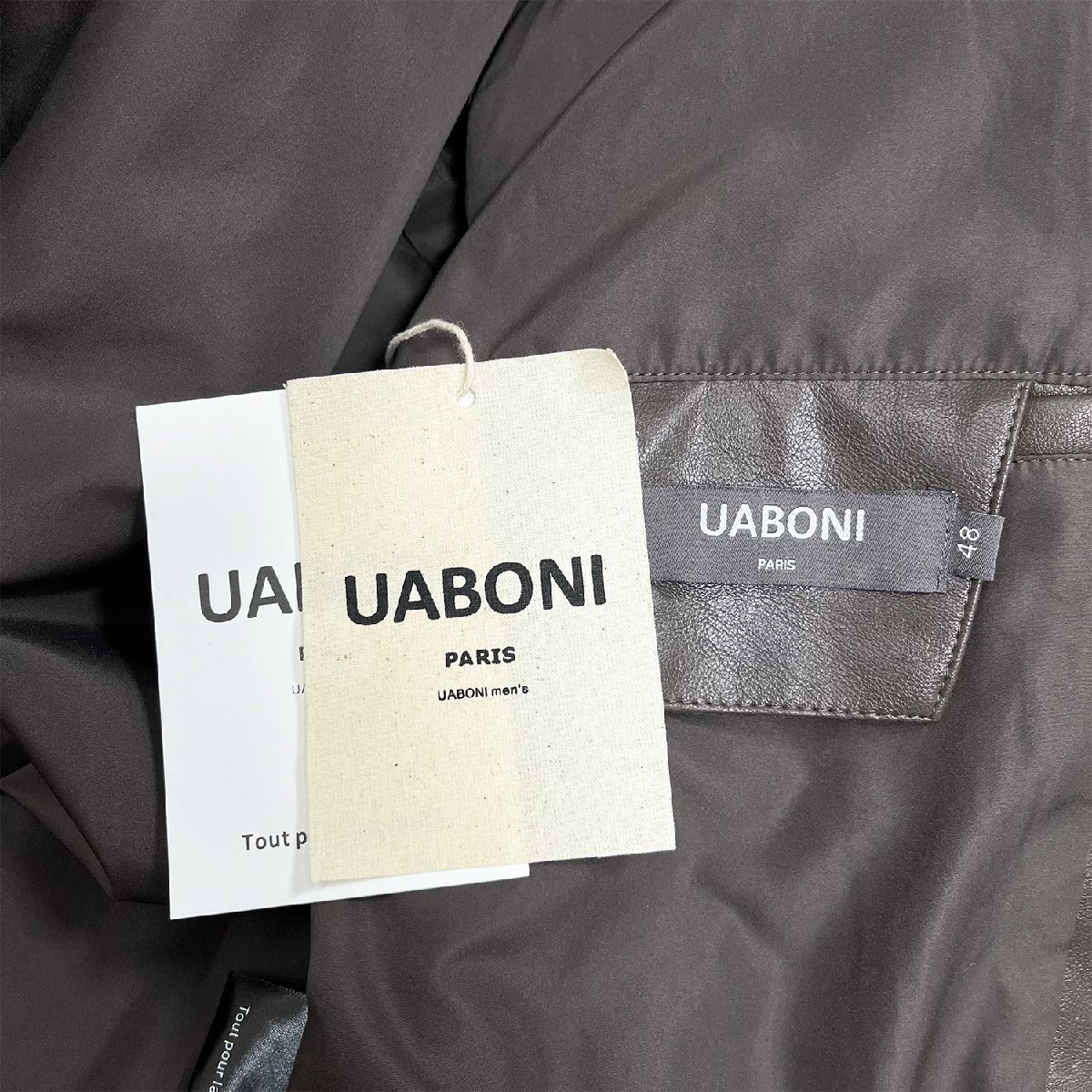 絶賛EU製＆定価15万◆UABONI*Paris*レザージャケット*ユアボニ*パリ発◆高級牛革 防風 ライダース 革ジャン アウトドア アウター 定番 2XL_画像9