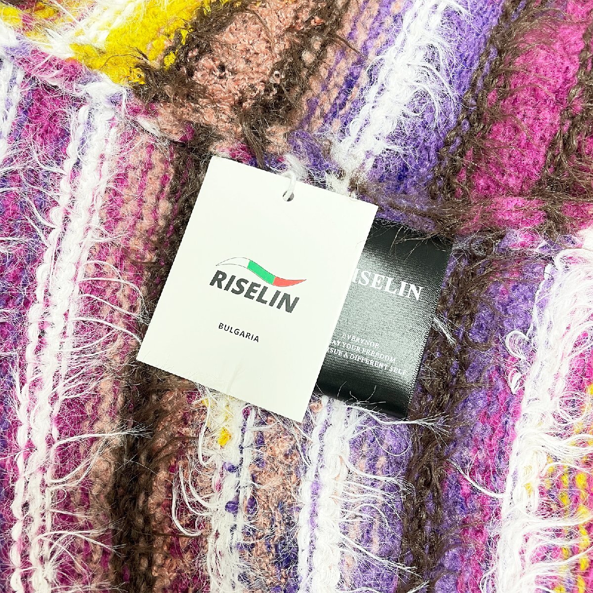 個性ヨーロッパ製※定価5万◆ブルガリア発※RISELIN セーター 高品質ミンク/カシミヤ混 ふわふわ ニット ショート丈 鮮やか レディース M_画像8